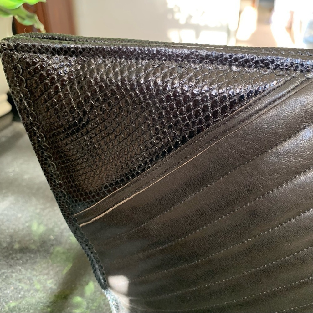 Vintage Carlos Fioro Italian Nubuck Black Leather Envelope Purse - Picture 4 of 16